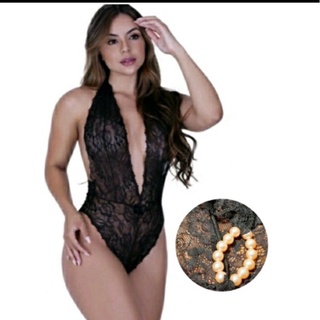 Body tailandesa lingerie sexy todo de renda decote