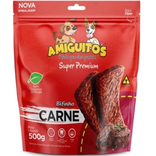 Bifinho Petisco Cães Amiguitos 500g Sabor Carne Sem Corantes - Super Premium -