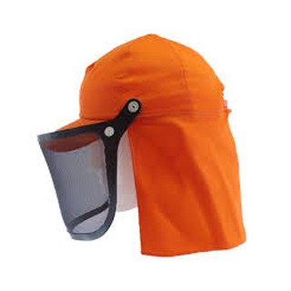 Boné laranja roçador com protetor de nuca 30cm e protetor facial telado 8p