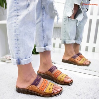 Senhoras Verão Chinelos Peep Toe Sandálias De Salto Baixo Do Dedo Pé Aberto Cunhas Para As Mulheres Ao Ar Livre
