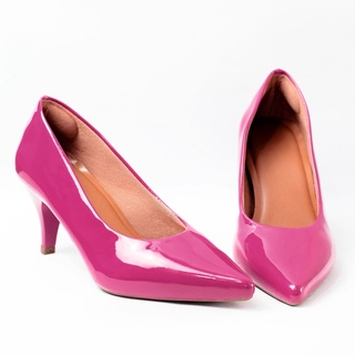 Scarpin feminino pink salto fino baixo conforto premium valle shoes