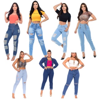Calça Mom jeans Feminina Com Cintura Alta, varios modelos Costura Levanta Bumbum e Barra Dobrada Sem Lycra 2021 blogueri.a.