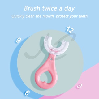 Escova De Dentes Infantil De Silicone Flexível Em Formato De U Giratória Para Oral/Limpeza De Bebês (4)