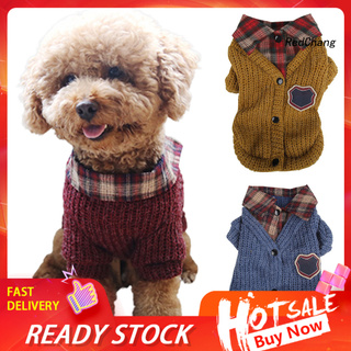 Pet Fake Two Pieces Plaid Pattern Lapel Sweater Autumn Winter Cat Dog Clothes \XGYP/
