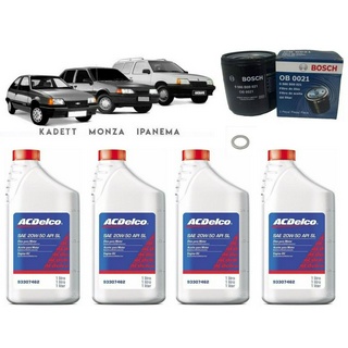 Kit Troca de Óleo ACDelco 20w50 + Filtro Bosch Chevrolet GM Monza Kadett Ipanema 1.6 1.8 2.0 8v Álcool e Gasolina (1)