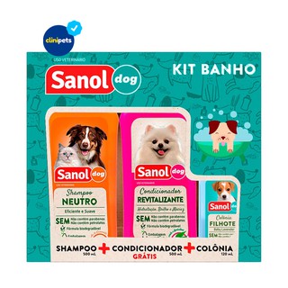 Kit Banho Sanol Dog Shampoo + Colônia e Grátis um Condicionador (2)