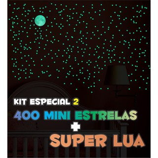 KIT 400 MINI ESTRELAS + SUPER LUA - Adesivos que brilham no escuro - Starfix