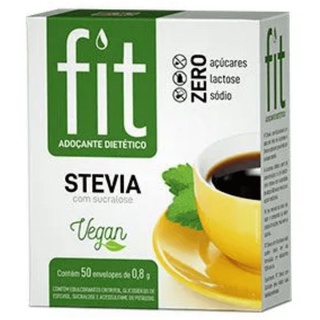 Adoçante Vegano Dietético Fit Stevia Stevia Com Sucralose Caixa 50 Sachês