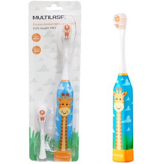 Escova de Dente Elétrica Infantil Com Refil Kids Health Pro Girafa Multilaser Saúde HC082