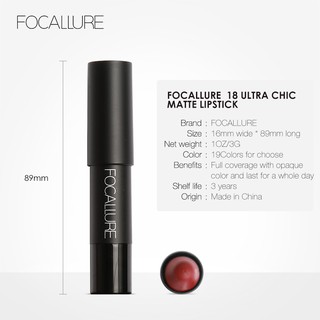 FOCALLURE Easy to Wear Crayon Lipstick Long Lasting Lip Tint Waterproof Matte Lipstick-19 colours Optional (6)