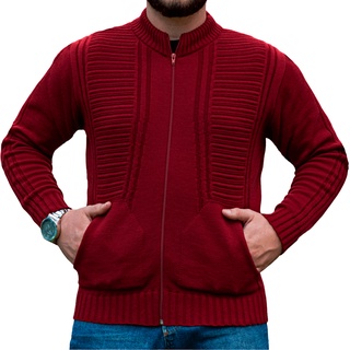 Jaqueta Masculina Blusa De Frio Casaco Aberto Com Ziper E Bolso Tricot (1)