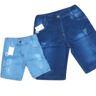 Kit 5 Bermudas Jeans Juvenil Masculino Tamanhos do 10 ao 16 Com Regulagem na cintura. 2% de lycra