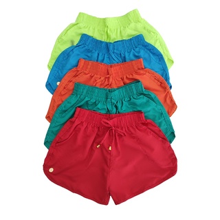 Kit 10 Shorts Feminino Tactel Liso 2 Bolsos Blogueirinha Moda Verão Praia P M G GG G1 G2 G3