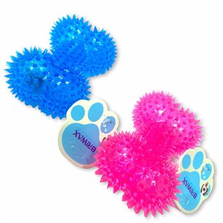 Brinquedo Mordedor Pet com Esferas Luz e Apito Utensílio Pet em Silicone Azul ou Rosa MJ-94536