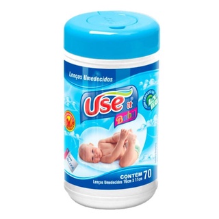 Lenco umedecido pote 70 un. higiene bebe sem alcool azul - Use It