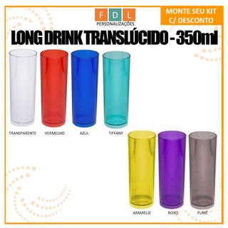 Copo Long Drink Translúcido Acrílico 350ml