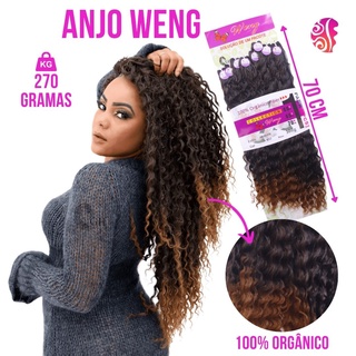 Cabelo Orgânico Cacheado Longo 8 Telas 70cm Para Mega Hair - Entrelace - Weng - Anjo - Serve Uma Cabeça + Brinde (1)