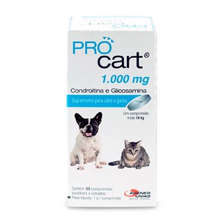 Pro Cart 1.000mg C/ 60 Comprimidos - Suplemento P/ Cães e Gatos