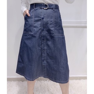saia feminina/saia jeans midi / com botões /com cinto/moda evangélica/cintura alta/roupa feminina/MX1187 (4)