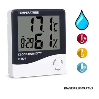 Relógio Despertador Digital De Mesa, Termômetro e higrômetro Mede Temperatura Umidade e Hora Simultaneamente