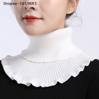 Shopee-5019BR3 Ruffle Elastic Wool Knitted Scarf Winter Lady Windproof Neck Guard Scarf Shopee-5019BR3