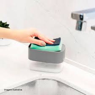 Dispenser Sabão 2x1 Detergente Suporte Porta Bucha Com Esponja (4)