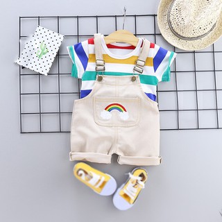 2pcs/set Summer Baby Boys Clothes Set Cartoon Toddler Baby Infant Girls T-shirt+Bib Pants Kids Clothing Sets (5)