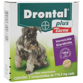 Vermífugo Drontal Plus Cães Sabor Carne ate 10kg - 2 Comprimidos