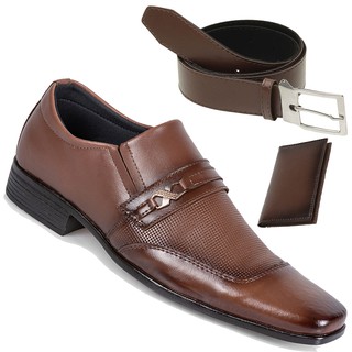 Sapato Masculino Social Marrom Fácil Calce Confortável Casual