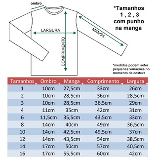 Camiseta Básica infantil Masculina Menino Manga Longa 100% algodão - Tamanhos : 1, 2, 3, 4, 6, 8, 10, 12, 14, 16 (2)