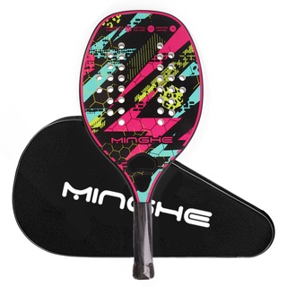 Raquete de tênis leve de fibra de carbono para mulheres com núcleo de espuma EVA raquete de praia de fibra de carbono