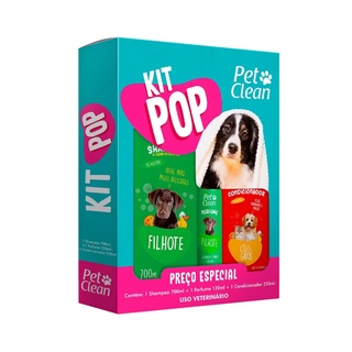 Kit Pop Pet Clean 1 Shampoo 700 ml 1 Condicionador 250 ml 1 Perfume 120 ml