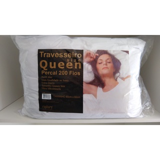 Travesseiro Queen Size Percal 200 Fios Avulso Silicone 80 x 60 cm Super Macio Promoção