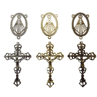 3 Entremeios Nossa Senhora Aparecida e 3 Crucifixos Para Fazer Terço Noiva Atacado/Revenda