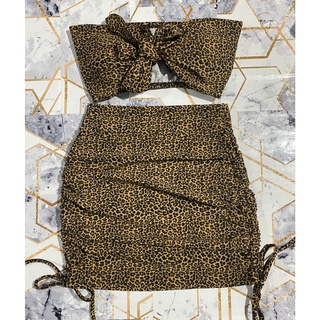 Conjunto Feminino Cropped Decote Invertido Multiformas Amarração e Saia Curta Moda Gringa Blogueira (6)
