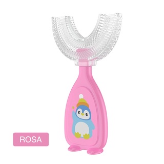 Escova de dente em silicone formato U infantil confortável (4)