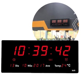 Relógio De Parede Grande Led Digital Para Academia Hospital Calendário Alarme e Temperatura