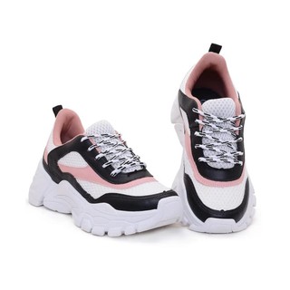 Tênis Feminino Sneaker Branco e Rosa Plataforma (1)