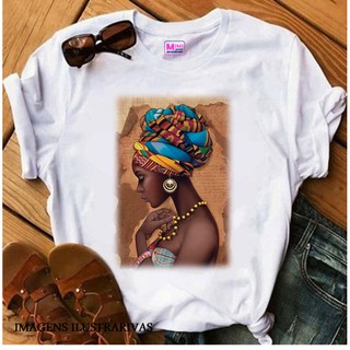 Camiseta Tshirt Feminina Personalizada Branca - Africana