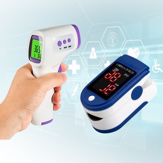 Kit Termômetro Digital Infravermelho Medição Temperatura Corporal Com Oxímetro De Pulso Dedo Medidor De Saturação Oled Digital Indicador Oxigênio No Sangue Saúde