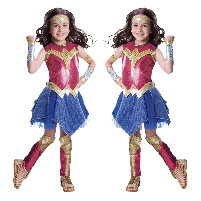 Fantasia cosplay Para Apresentação Desempenho-Infantil Mulher Maravilha