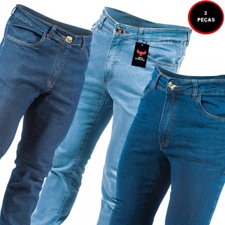 Kit 3 calças Jeans Masculina Elastano slim (1)