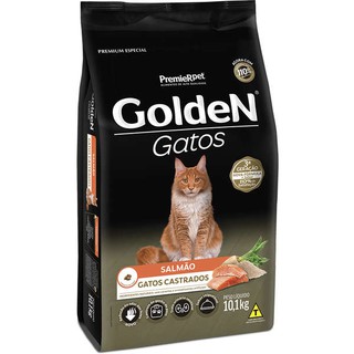 Ração Golden para Gatos Castrados sabor Salmão 10.1kg PremierPet