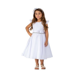 Vestido Casual Branco Infantil Daminha Primeira Comunhão (1)