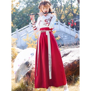 Hanfu Vermelho Saia Traje Antigo Menina Han Oriental Tradicional Kimono Samurai Cosplay Vestido De Conto De Fadas Promoção WEdU