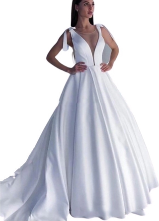 Vestido De Noiva Branco Com Cauda Modelo Michele + Anagua