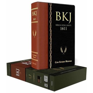 Bíblia Sagrada King James Bkj 1611 Estudos Holman Marrom com Preta. A mais Lida do Mundo, Material Incrível Pronto à Entrega (1)