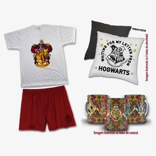 Kit Harry Potter - Pijama Adulto Masculino + Almofada + Caneca - Grifinoria Griffyndor