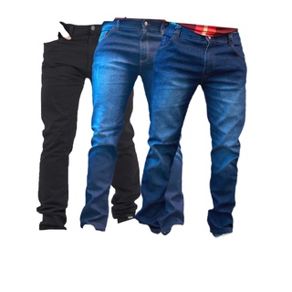 Kit 3 Calça Jeans Sarja Masculina Skinny Slim Lycra Colorida 2021 NOVO COM PRETA