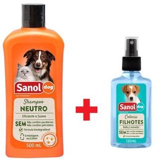 Kit Banho Sanol Dog Shampoo 500ml neutro + Colônia 120ml